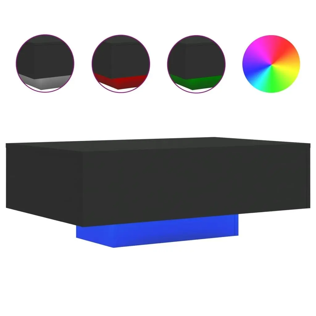 Coffee Table with LED Lights Black 85x55x31 cm 836610