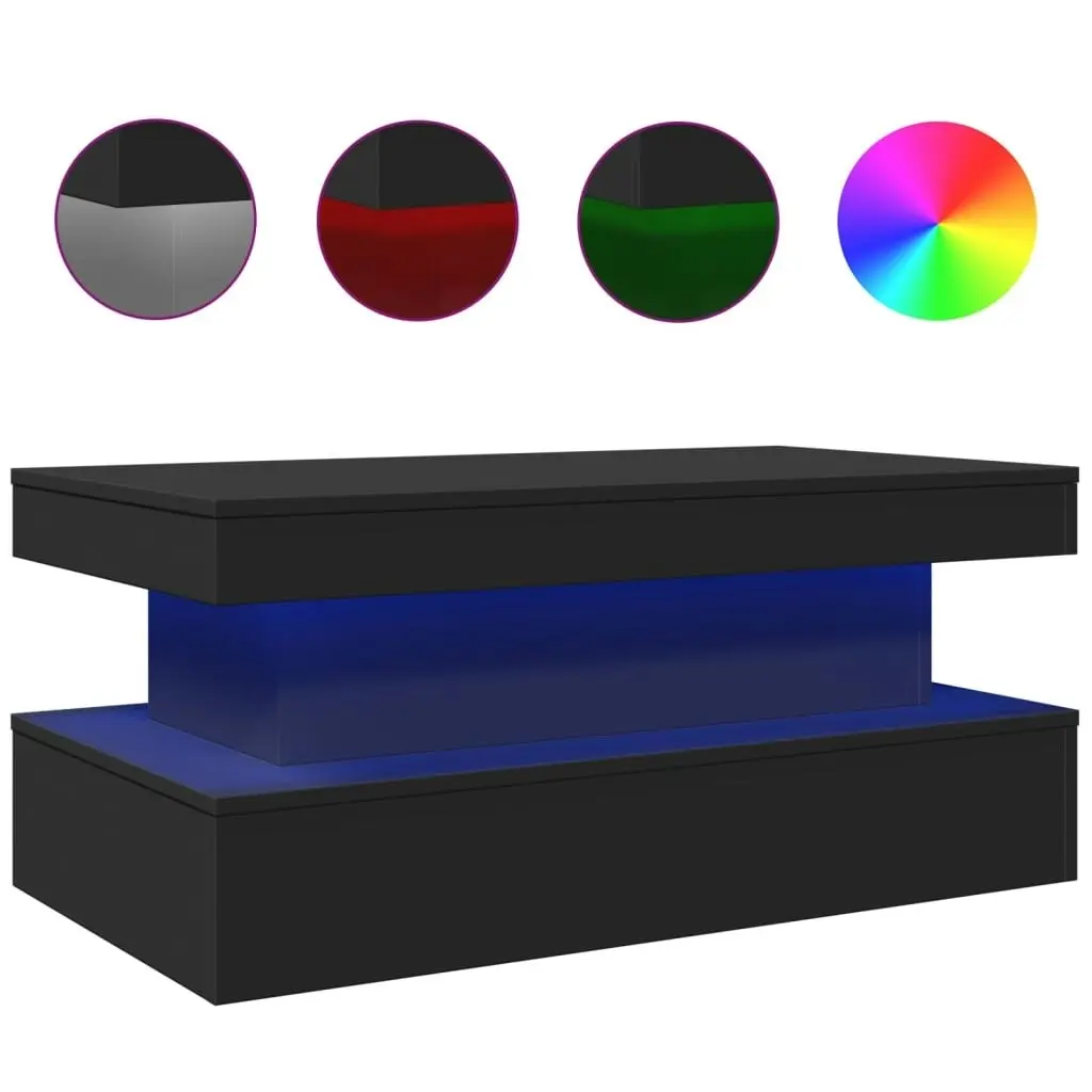 Coffee Table with LED Lights Black 90x50x40 cm 839848