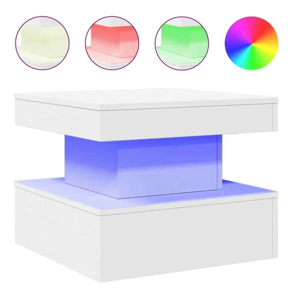 Coffee Table with LED Lights White 50x50x40 cm 839840