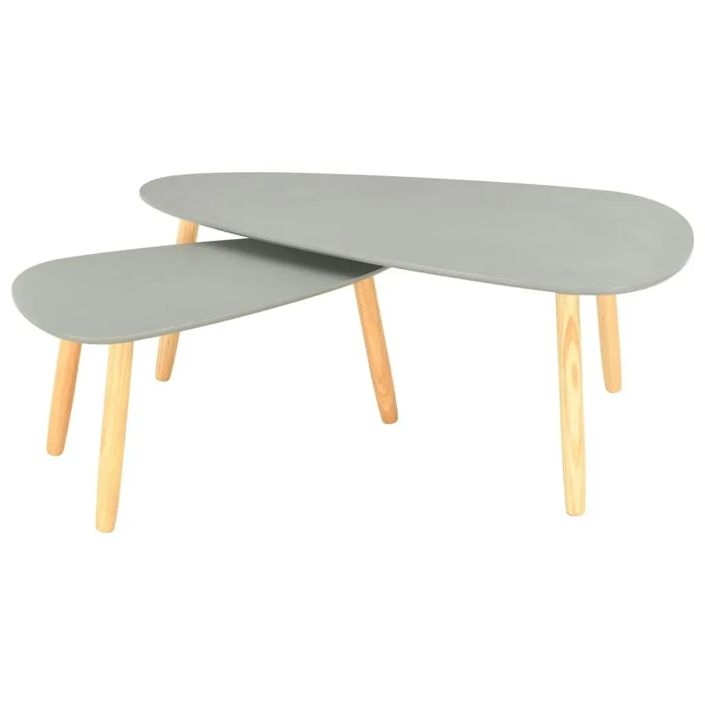 Coffee Tables 2 pcs Grey Solid Pinewood 285216