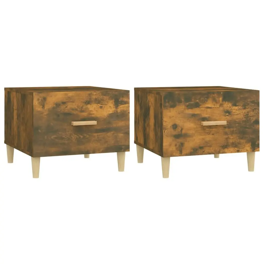 Coffee Tables 2 pcs Smoked Oak 50x50x40 cm Engineered Wood 817532