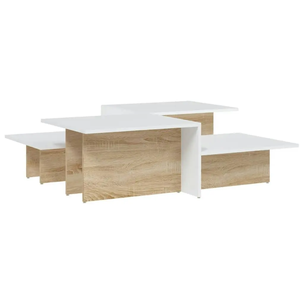 Coffee Tables 2 pcs Sonoma Oak and White Engineered Wood 3216154