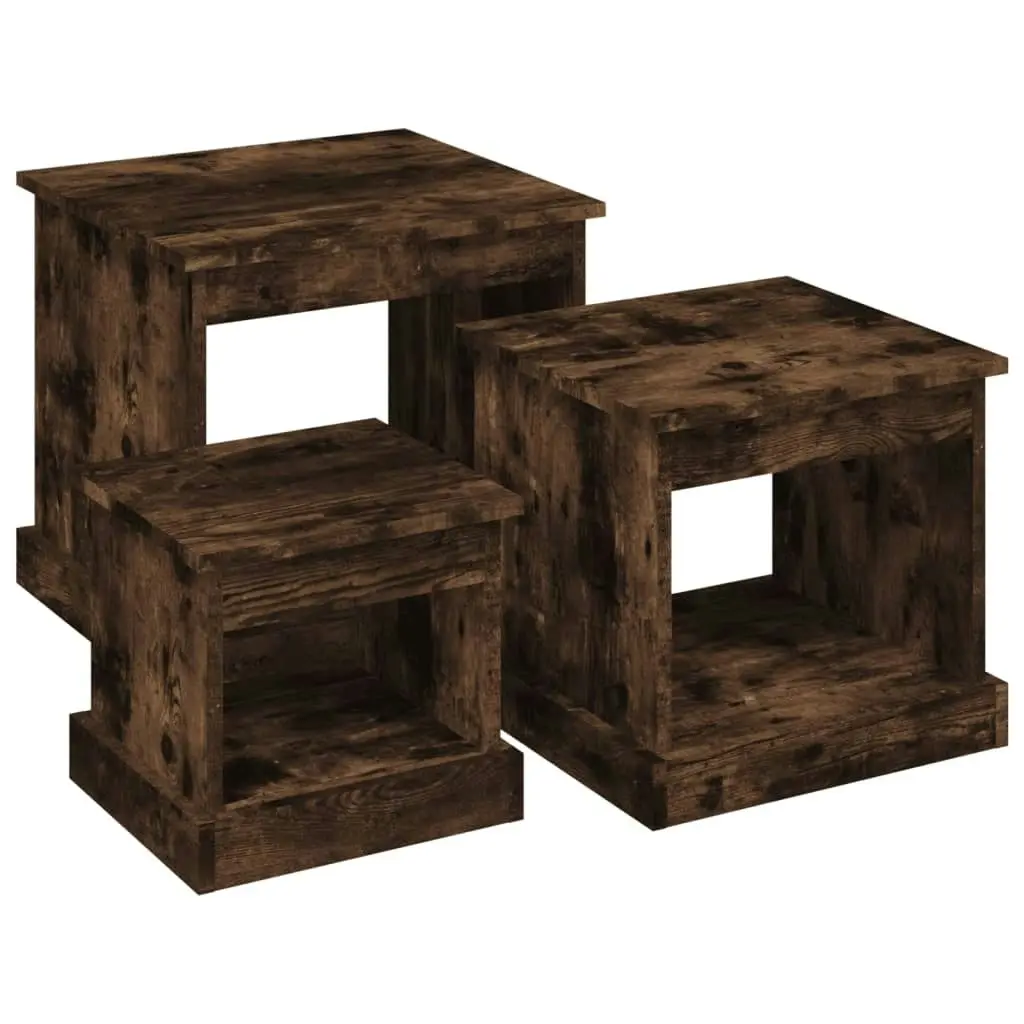 Coffee Tables 3 pcs Smoked Oak Engineered Wood 816493