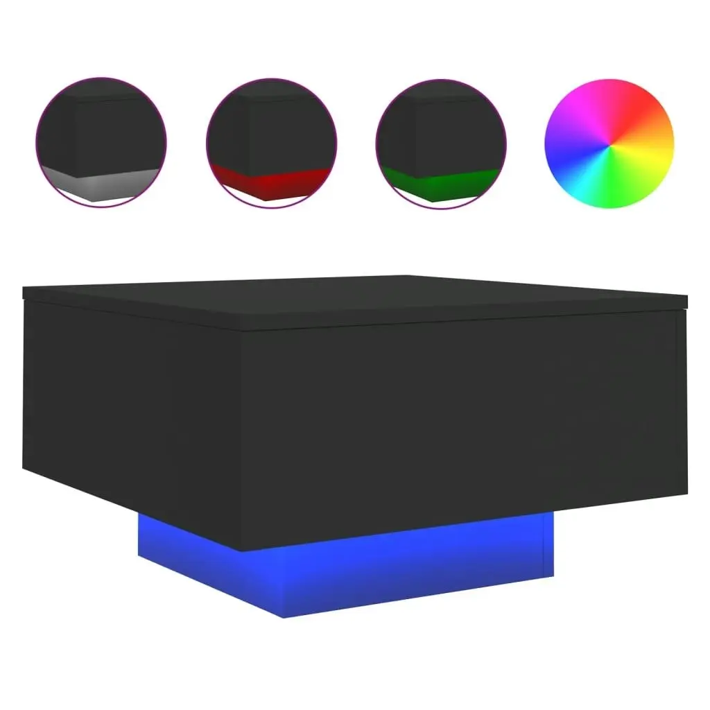 Coffee Table with LED Lights Black 55x55x31 cm 836575