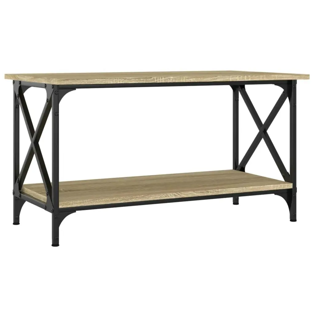 Coffee Table Sonoma Oak 80x45x45 cm Engineered Wood and Iron 823323