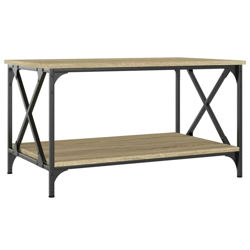 Coffee Table Sonoma Oak 80x50x45 cm Engineered Wood and Iron 823318