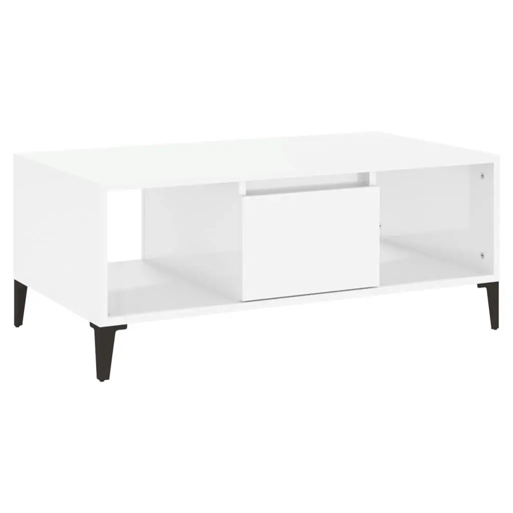 Coffee Table High Gloss White 90x50x36.5 cm Engineered Wood 821070