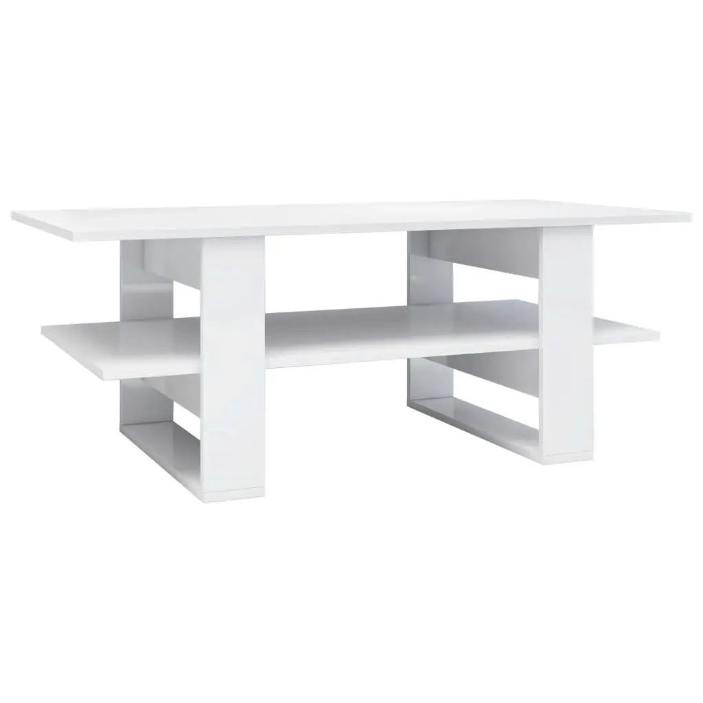 Coffee Table High Gloss White 110x55x42 cm Engineered Wood 800546