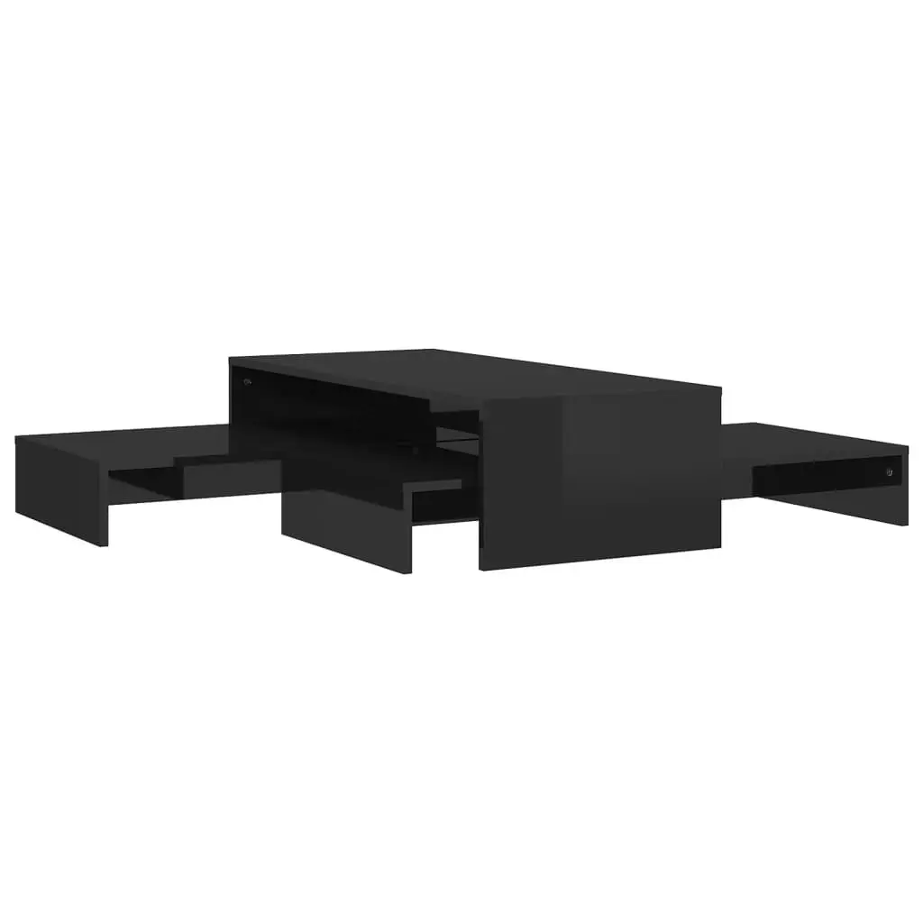 Nesting Coffee Table Set High Gloss Black 100x100x26.5 cm 806802