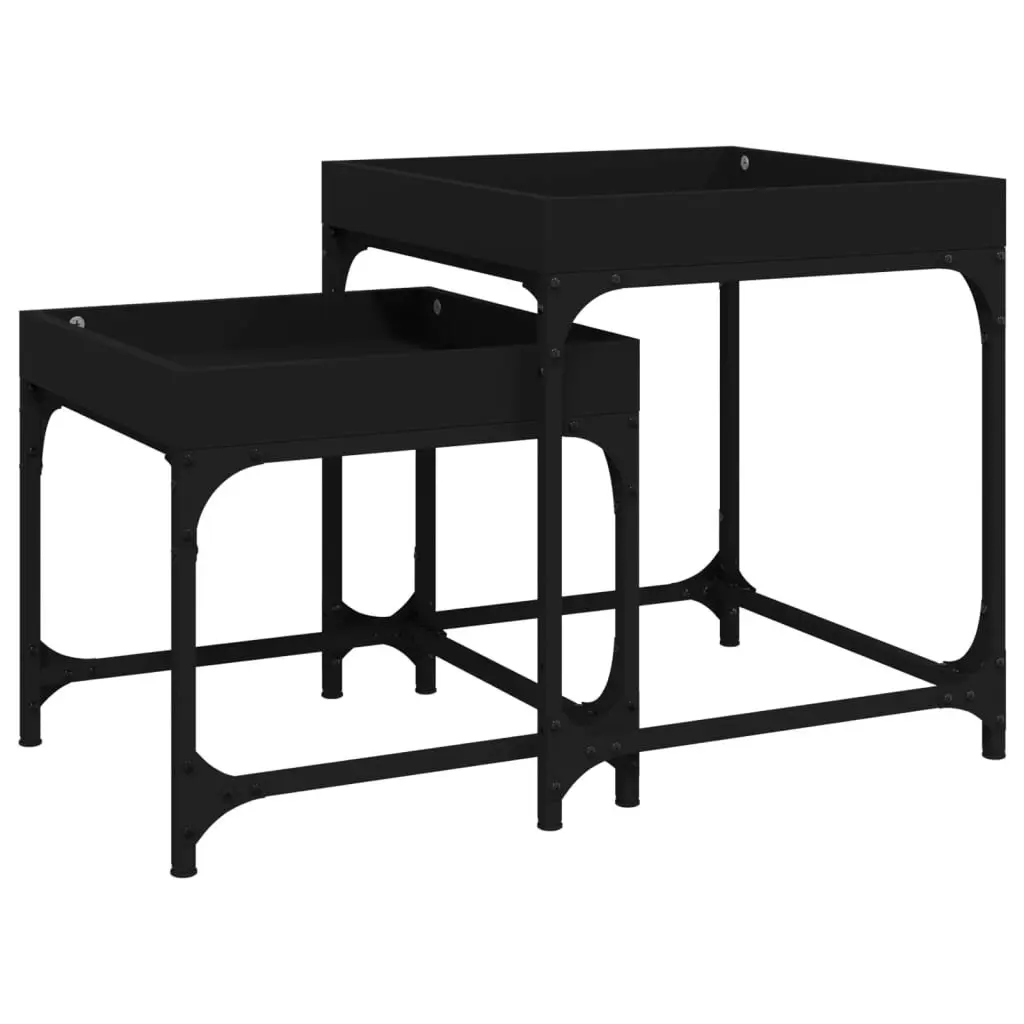 Side Tables 2 pcs Black Engineered Wood 823282