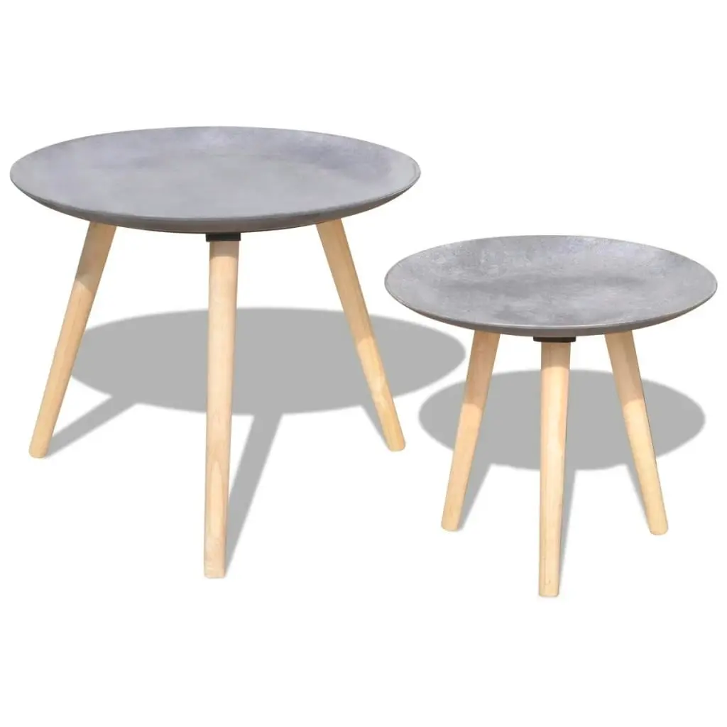 Two Piece Side Table/Coffee Table Set 55 cm&44 cm Concrete Grey 243010