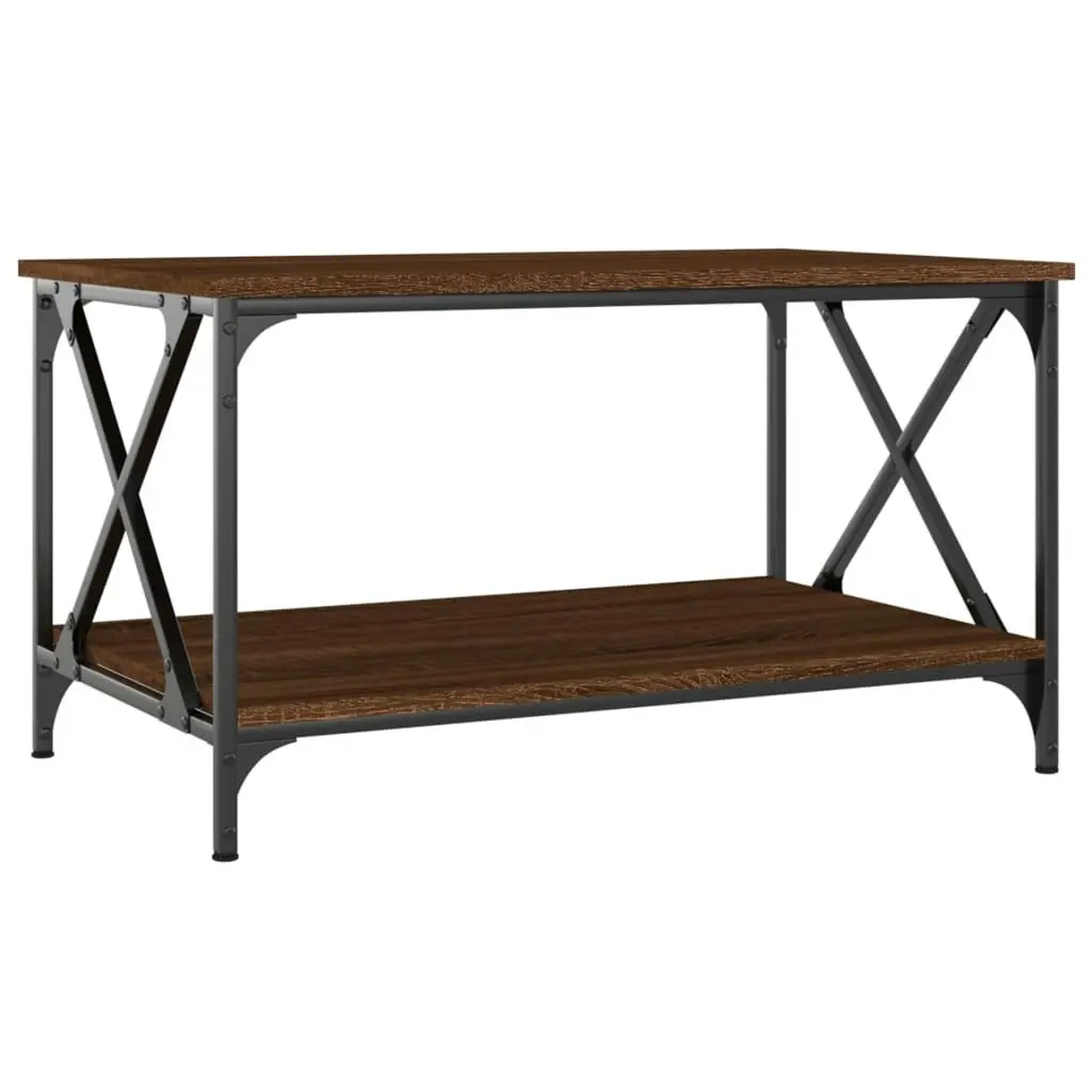 Coffee Table Brown Oak 80x50x45 cm Engineered Wood and Iron 823321