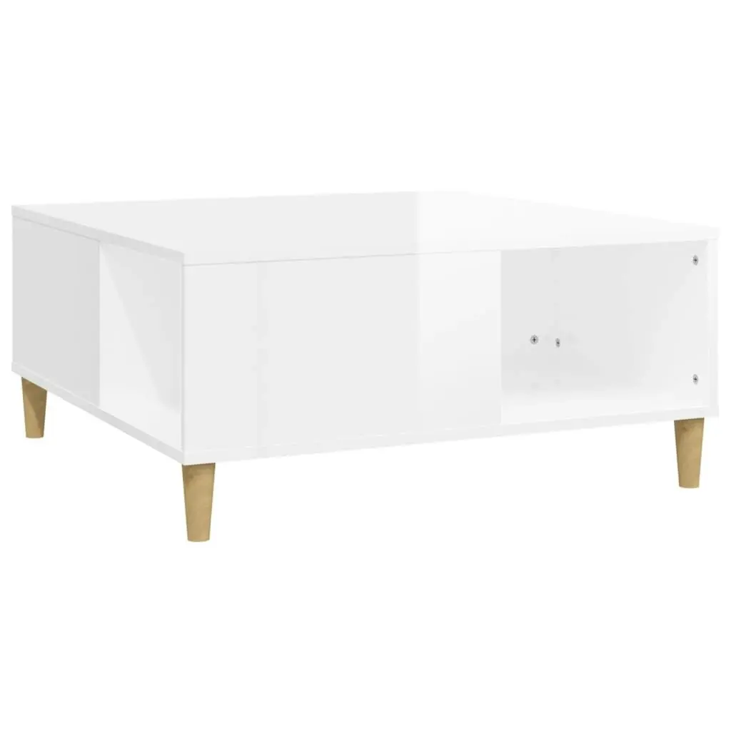 Coffee Table High Gloss White 80x80x36.5 cm Engineered Wood 821094