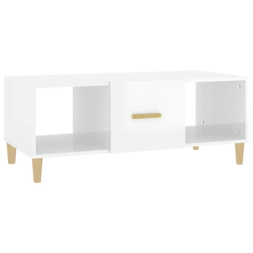 Coffee Table High Gloss White 102x50x40 cm Engineered Wood 812696