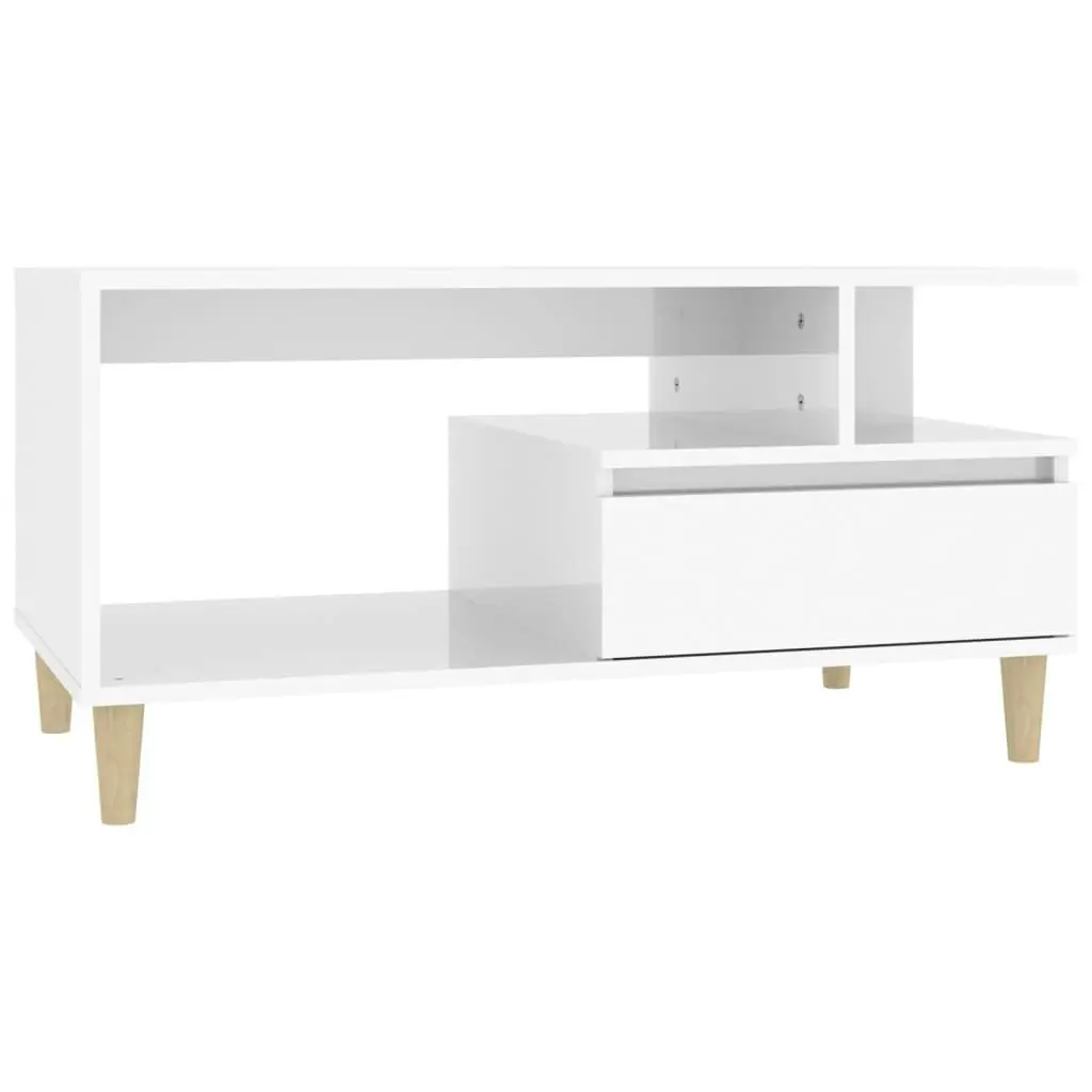 Coffee Table High Gloss White 90x49x45 cm Engineered Wood 819614