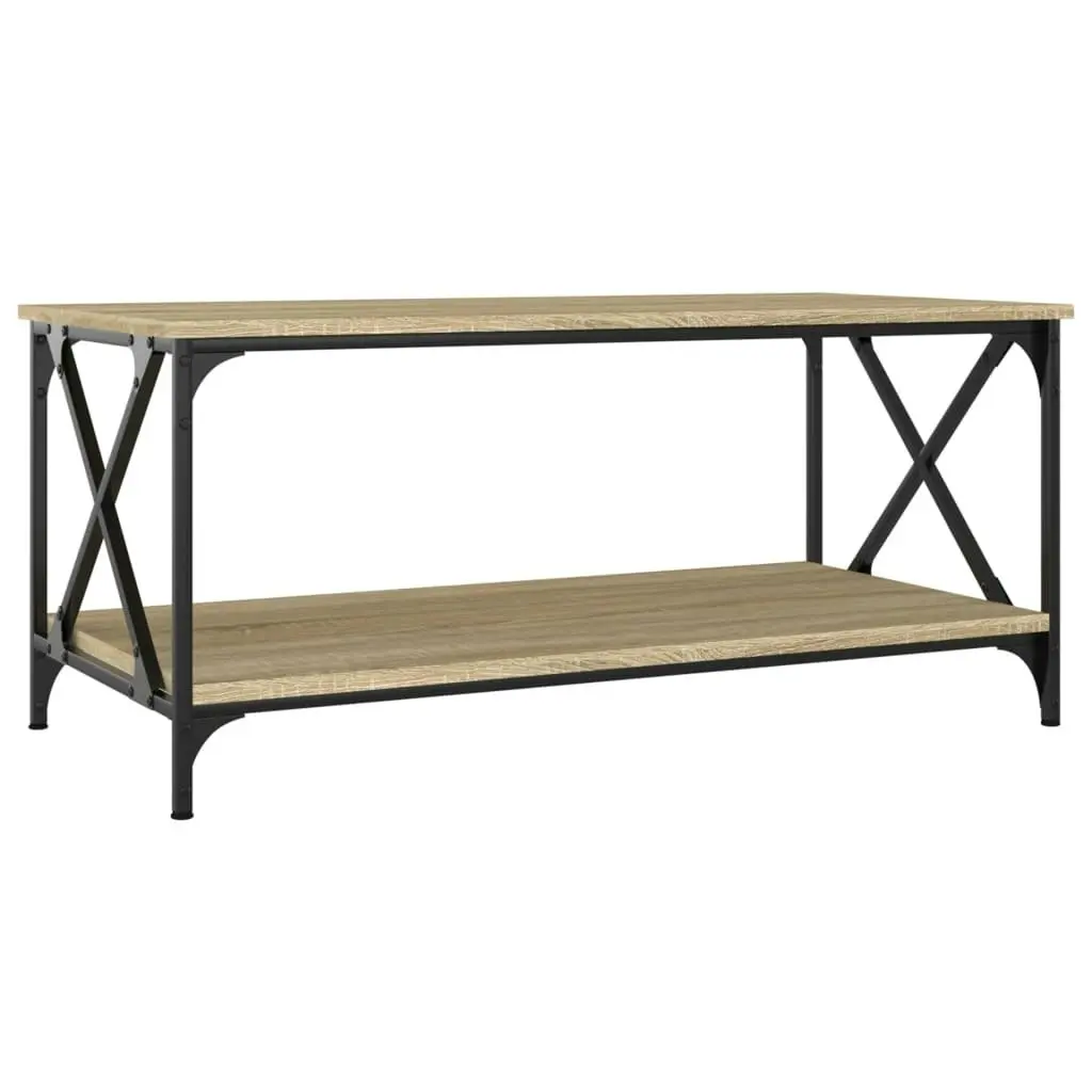 Coffee Table Sonoma Oak 100x50x45 cm Engineered Wood and Iron 823308