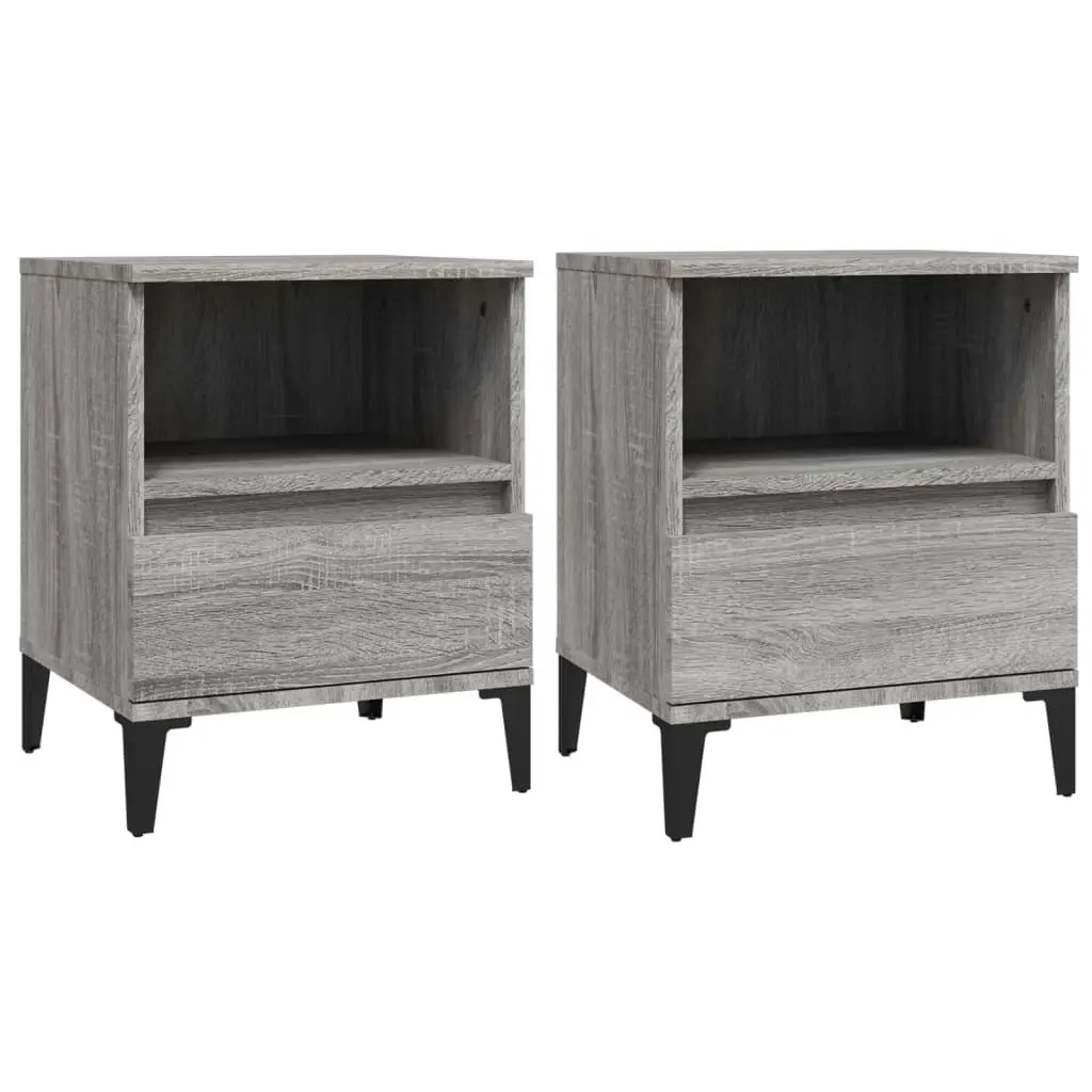 Bedside Cabinets 2 pcs Grey Sonoma 40x35x50 cm 821823