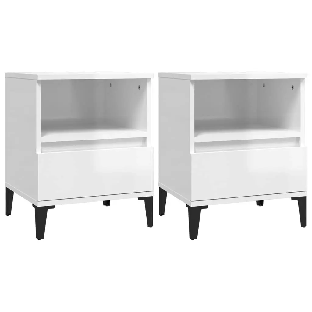 Bedside Cabinets 2 pcs High Gloss White 40x35x50 cm 821815