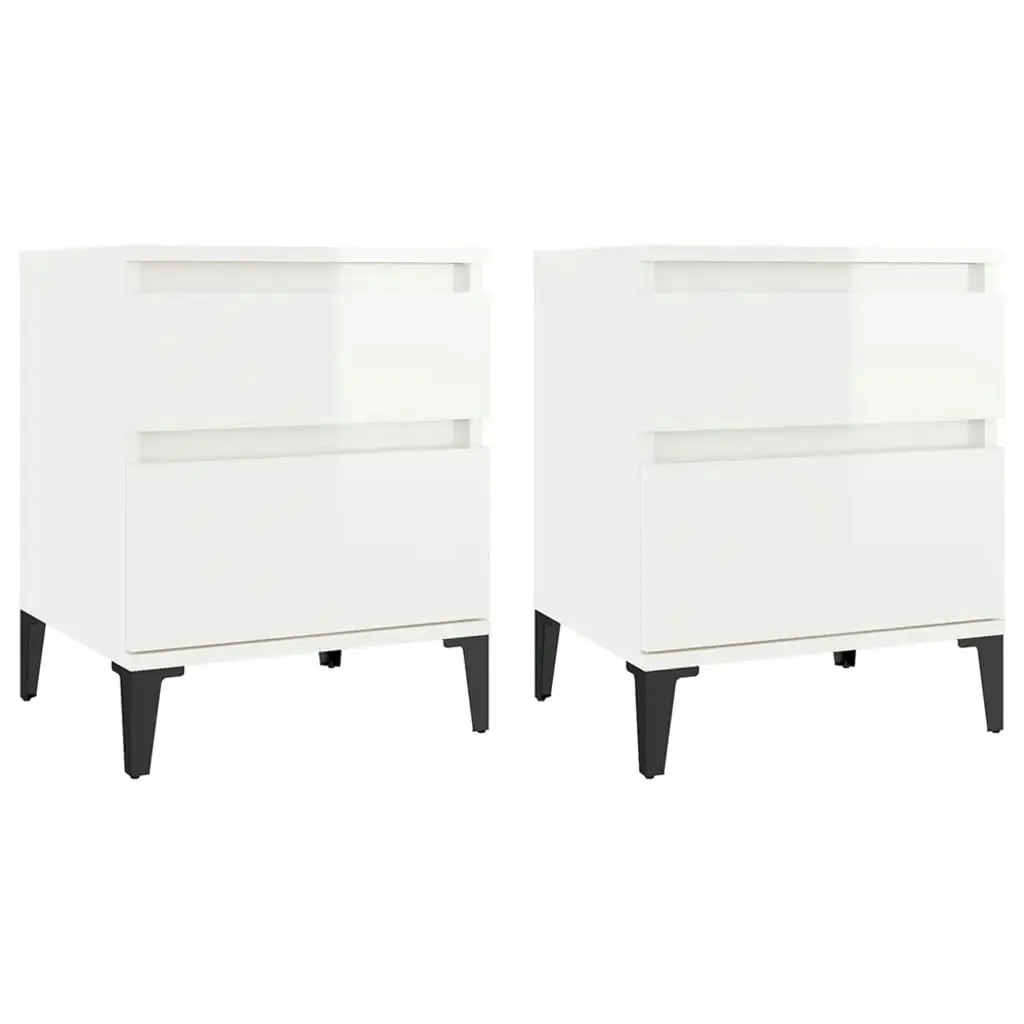 Bedside Cabinets 2 pcs High Gloss White 40x35x50 cm 821847