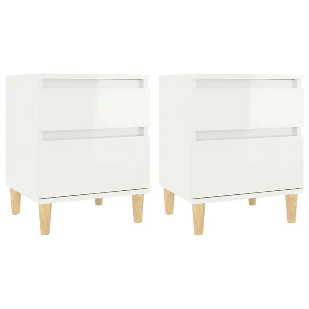 Bedside Cabinets 2 pcs High Gloss White 40x35x50 cm 821831