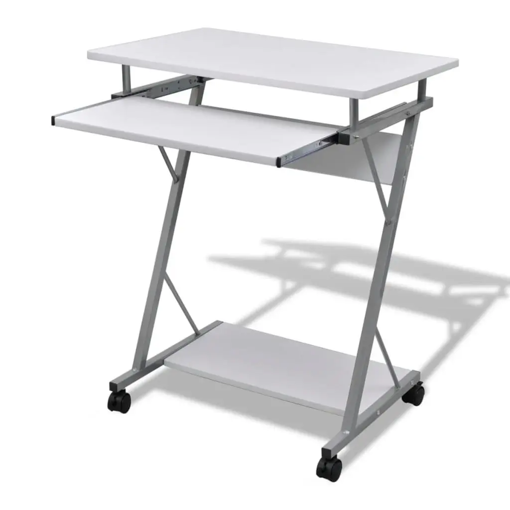 Compact Computer Desk with Pull-out Keyboard Tray White 20053