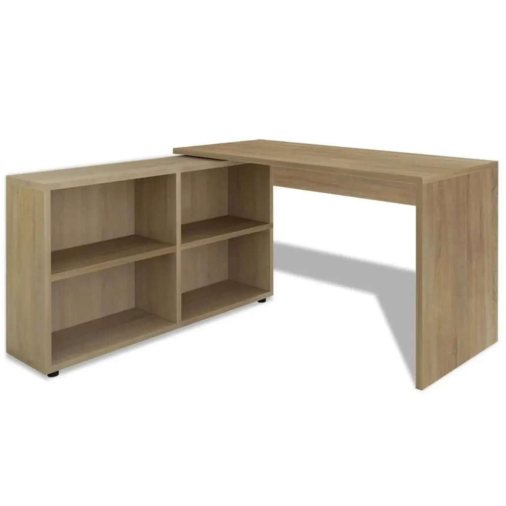 Corner Desk 4 Shelves Oak 243059