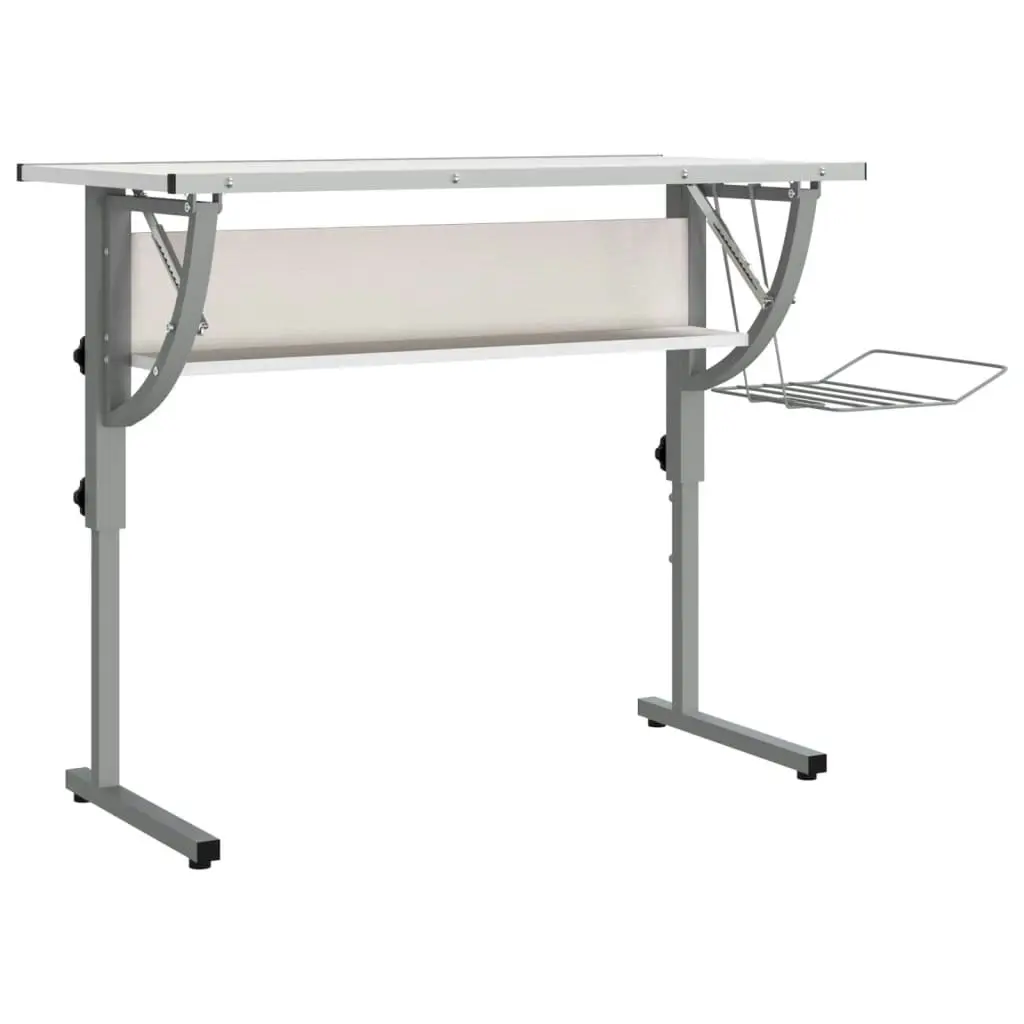 Craft Desk White and Grey 110x53x(58-87) cm Engineered Wood and Steel 340928