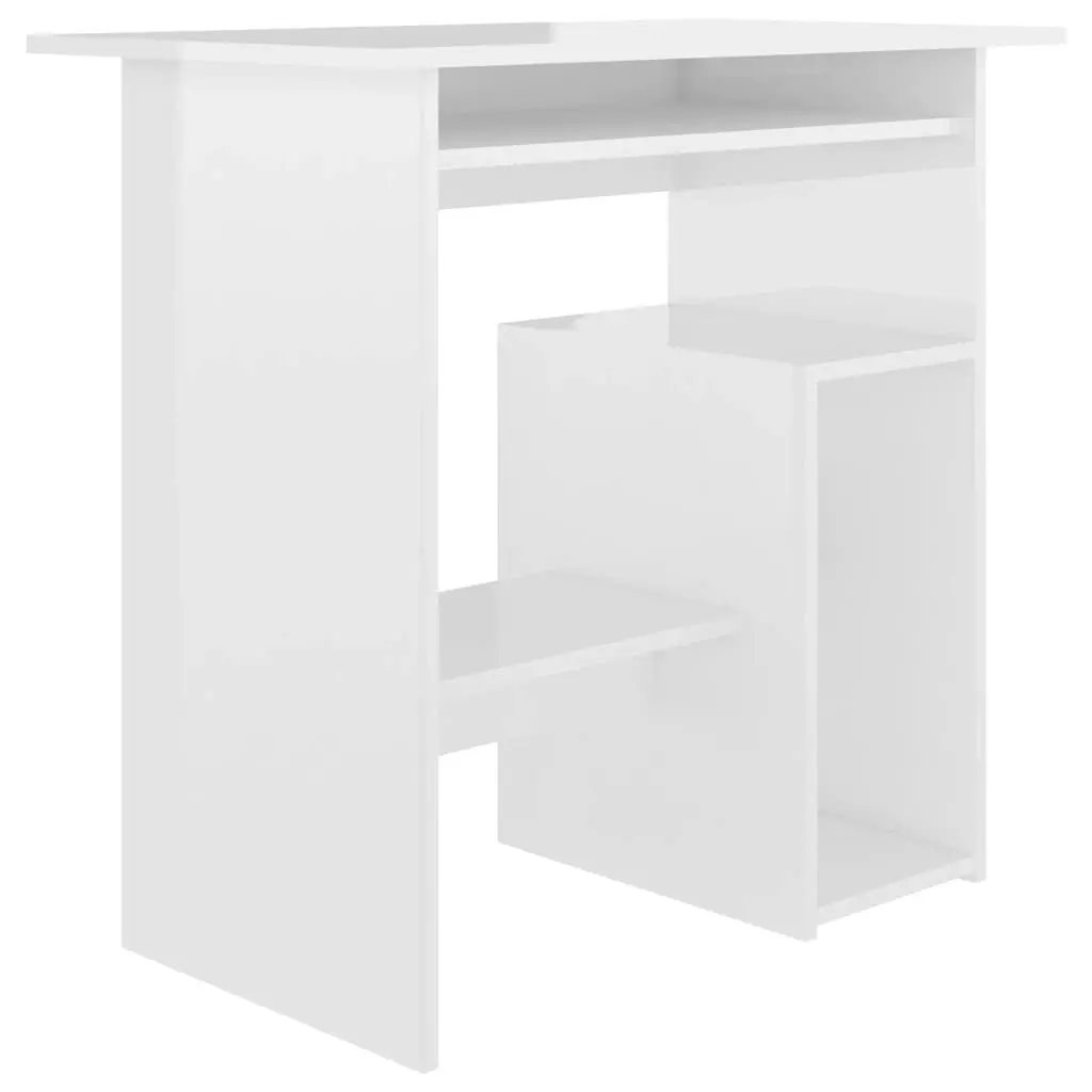 Desk High Gloss White 80x45x74 cm Engineered Wood 801370