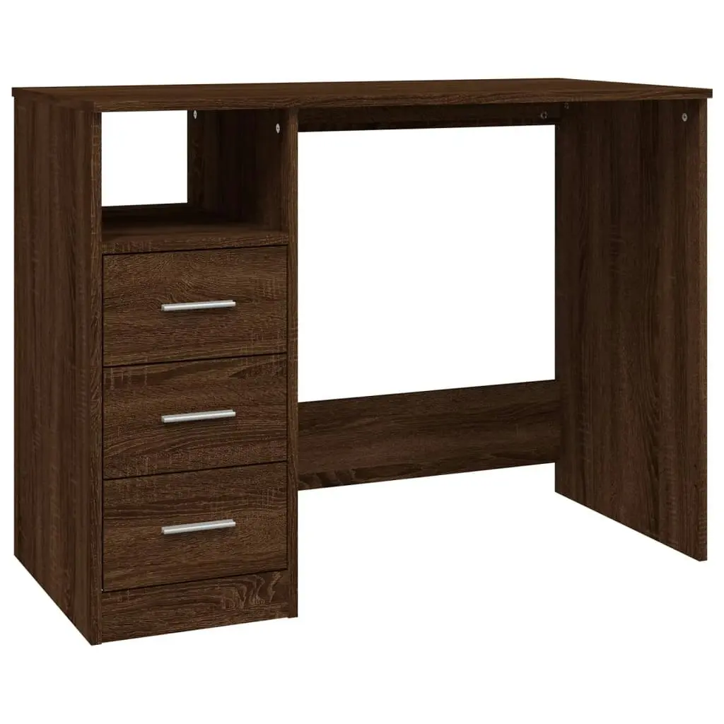 Desk with Drawers Brown Oak 102x50x76 cm Engineered Wood 823039