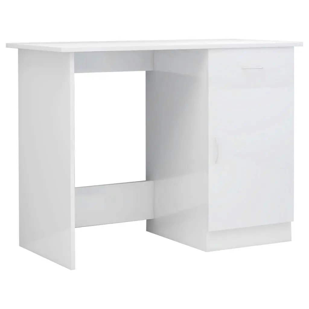 Desk High Gloss White 100x50x76 cm Engineered Wood 801086