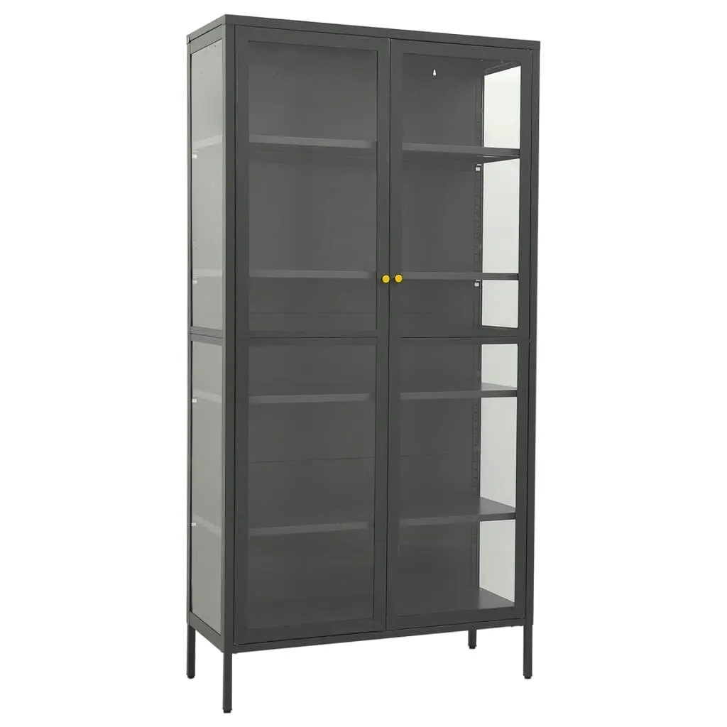 Display Cabinet Anthracite 90x40x180 cm Steel and Tempered Glass 336081