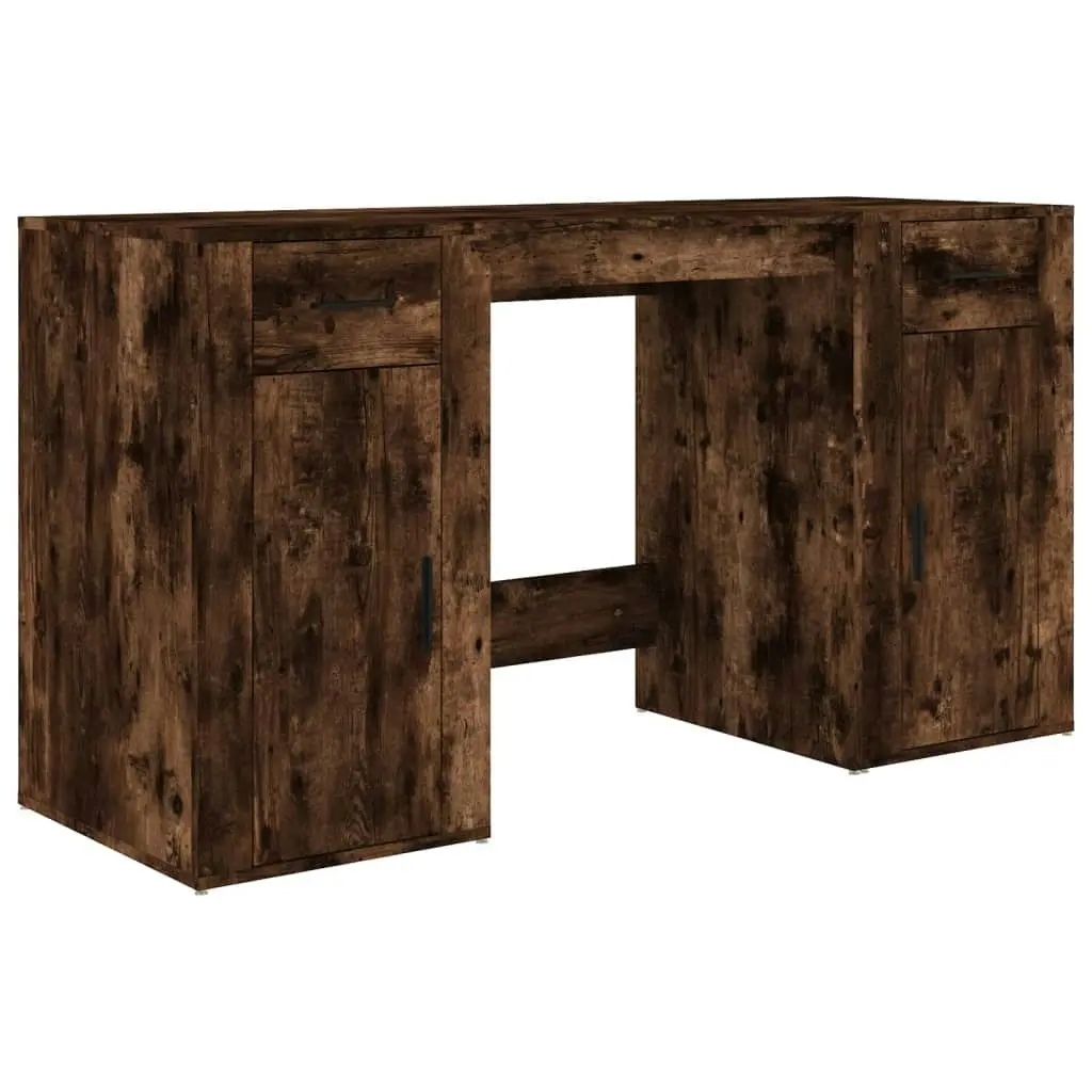 Desk with Cabinet Smoked Oak Engineered Wood 3185436