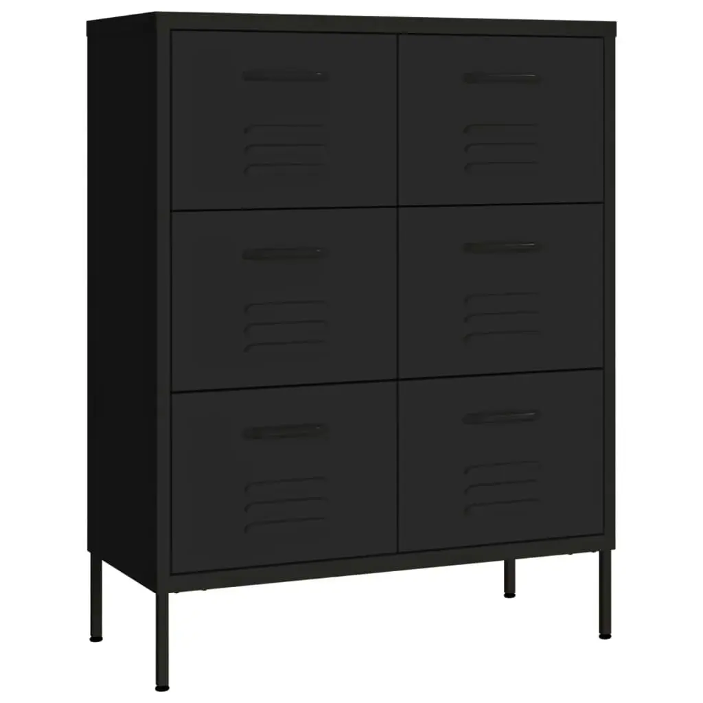 Drawer Cabinet Black 80x35x101.5 cm Steel 336151