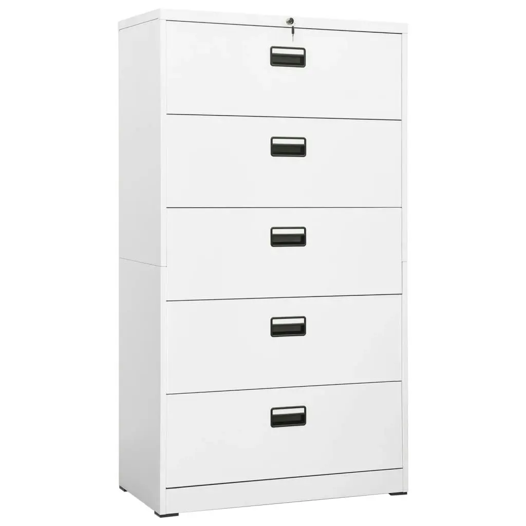 Filing Cabinet White 90x46x164 cm Steel 336298