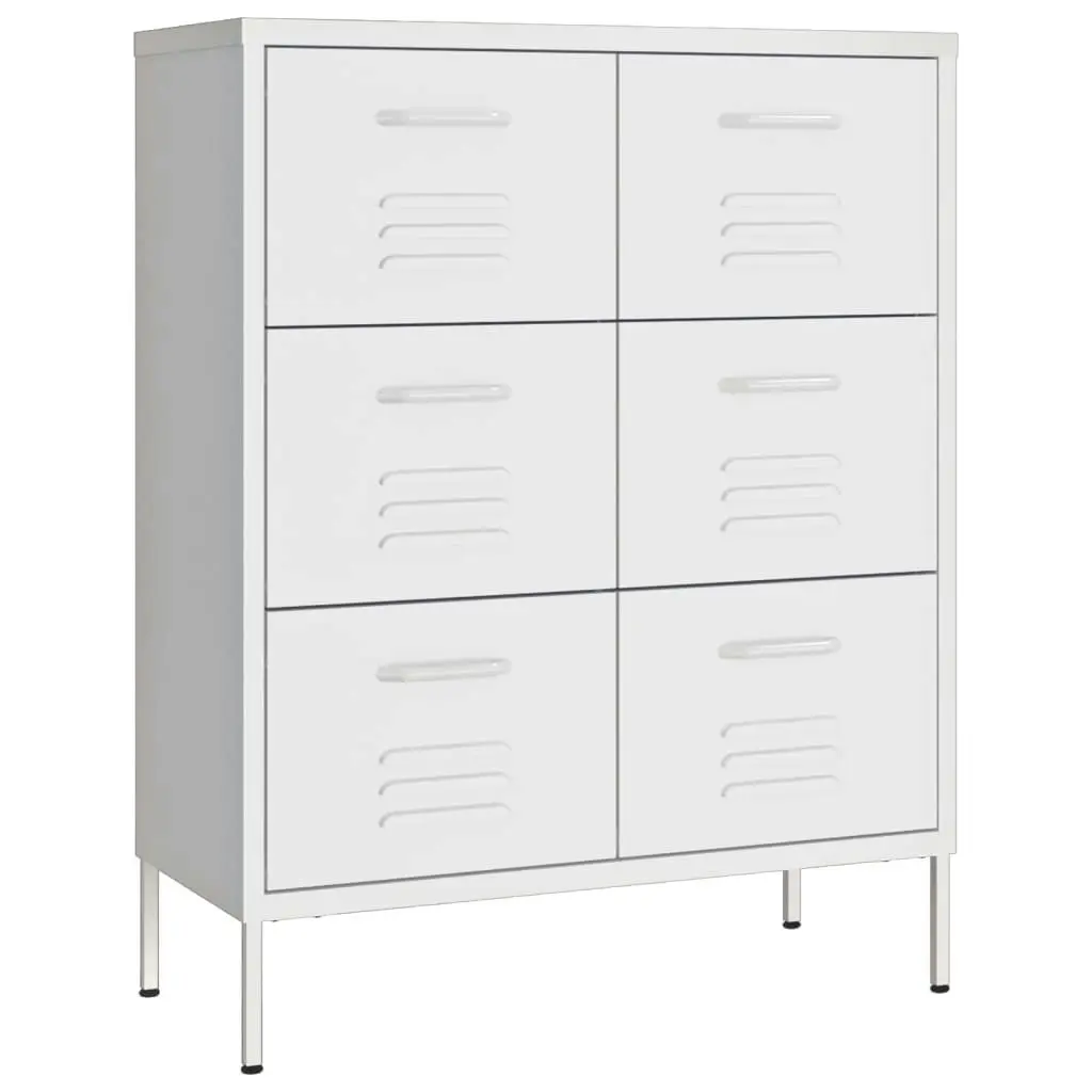 Drawer Cabinet White 80x35x101.5 cm Steel 336152