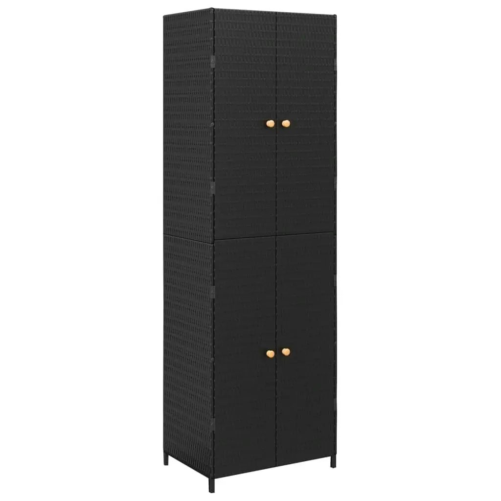 Garden Storage Cabinet Black 59x40x180 cm Poly Rattan 319872