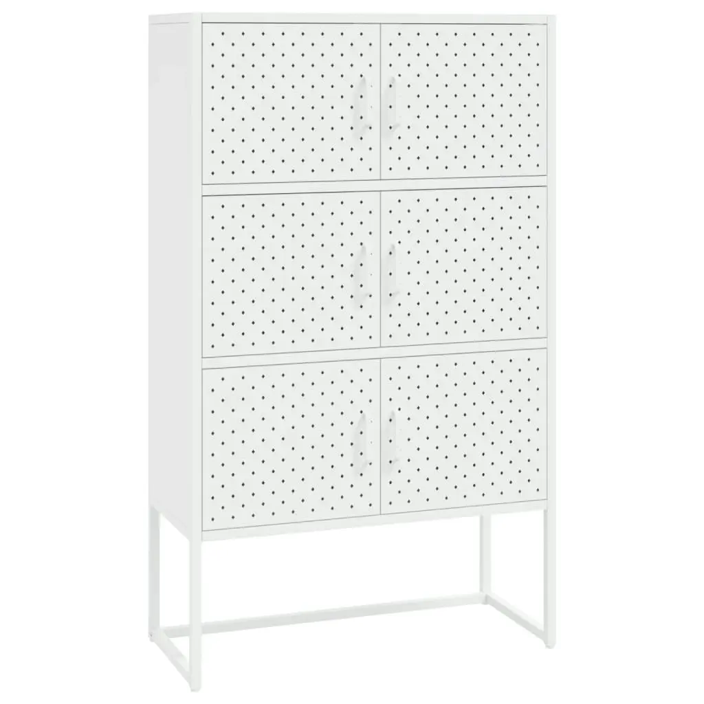 Highboard White 80x35x135 cm Steel 335878