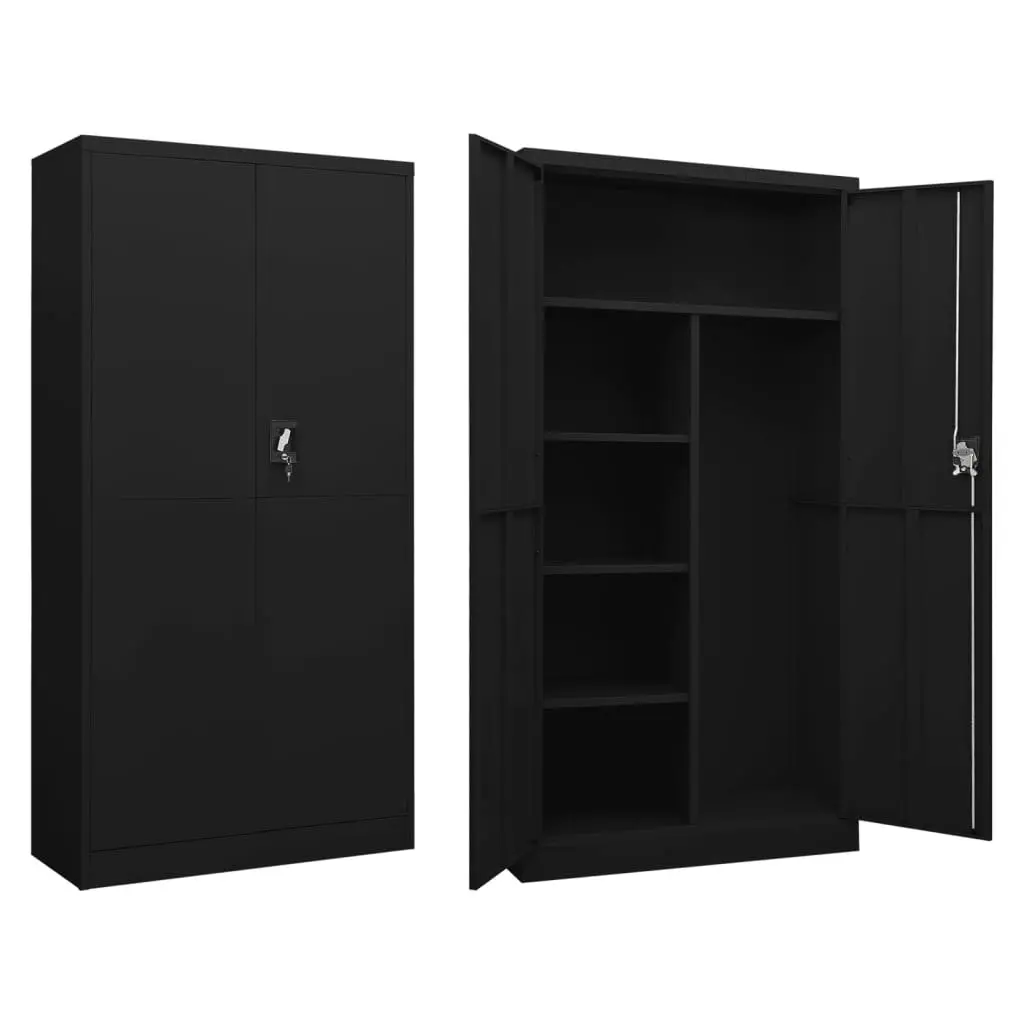 Locker Cabinet Black 90x40x180 cm Steel 335972