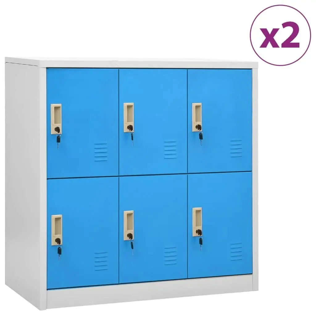 Locker Cabinets 2 pcs Light Grey and Blue 90x45x92.5 cm Steel 3095232