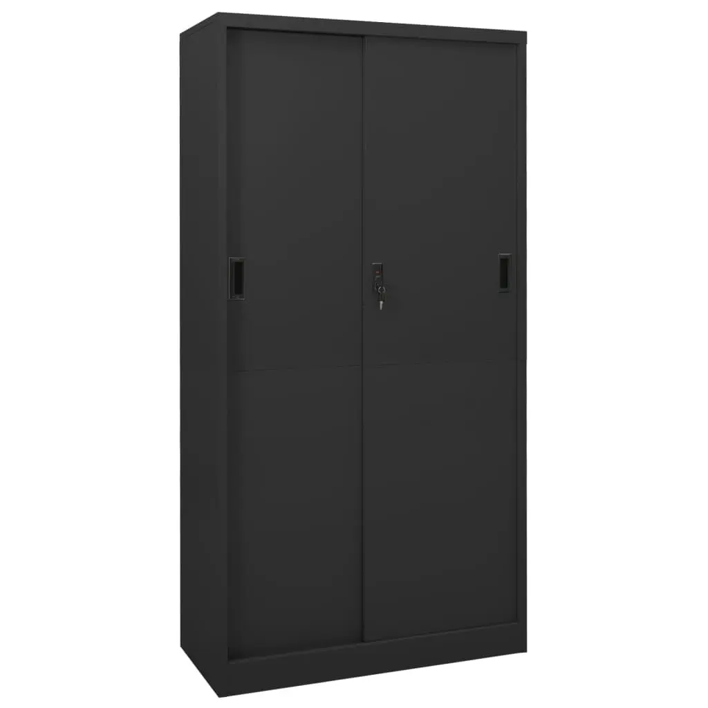 Office Cabinet with Sliding Door Anthracite 90x40x180 cm Steel 335961