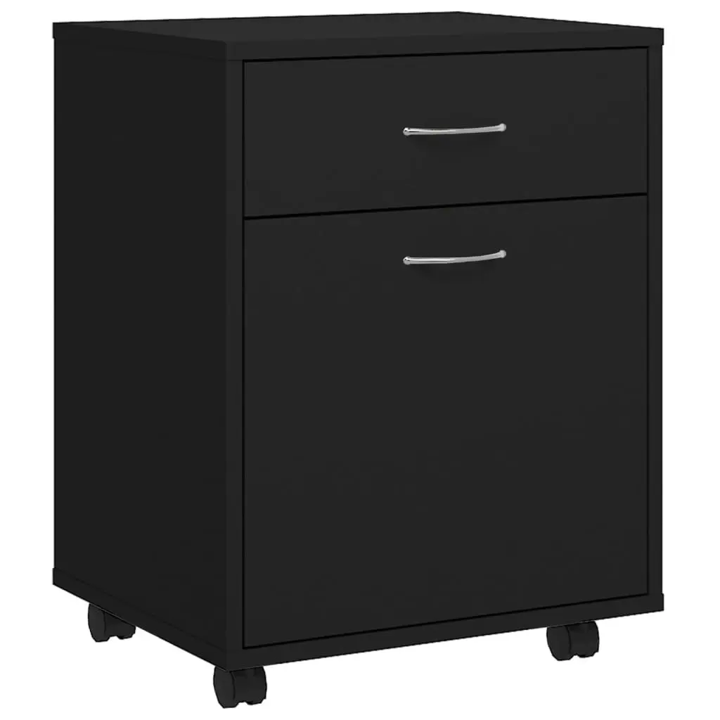 Rolling Cabinet Black 45x38x54 cm Engineered Wood 808441