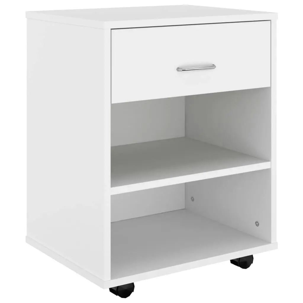 Rolling Cabinet White 46x36x59 cm Engineered Wood 808467