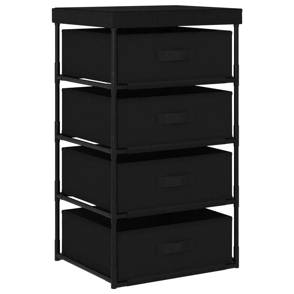 Storage Rack with 4 Fabric Baskets Steel Black 322622