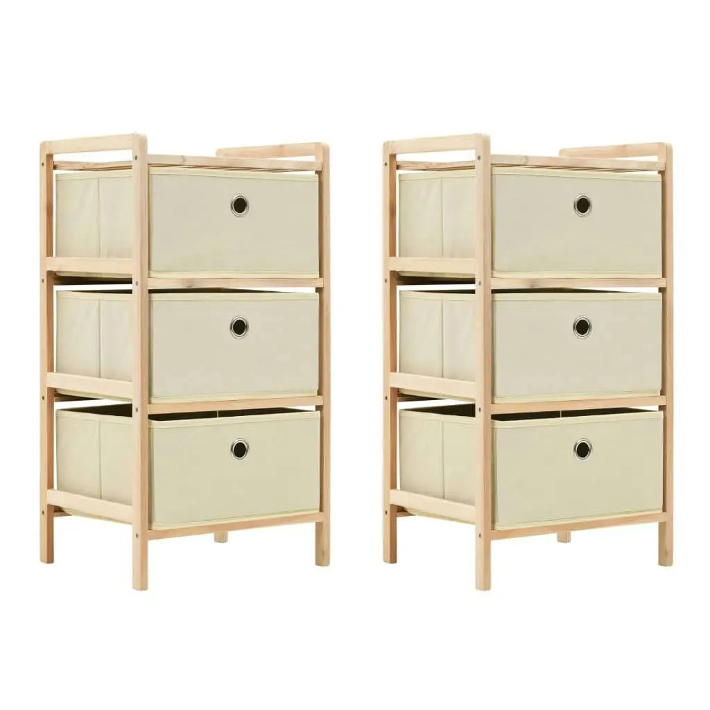 Storage Racks with 3 Fabric Baskets 2 pcs Beige Cedar Wood 276231