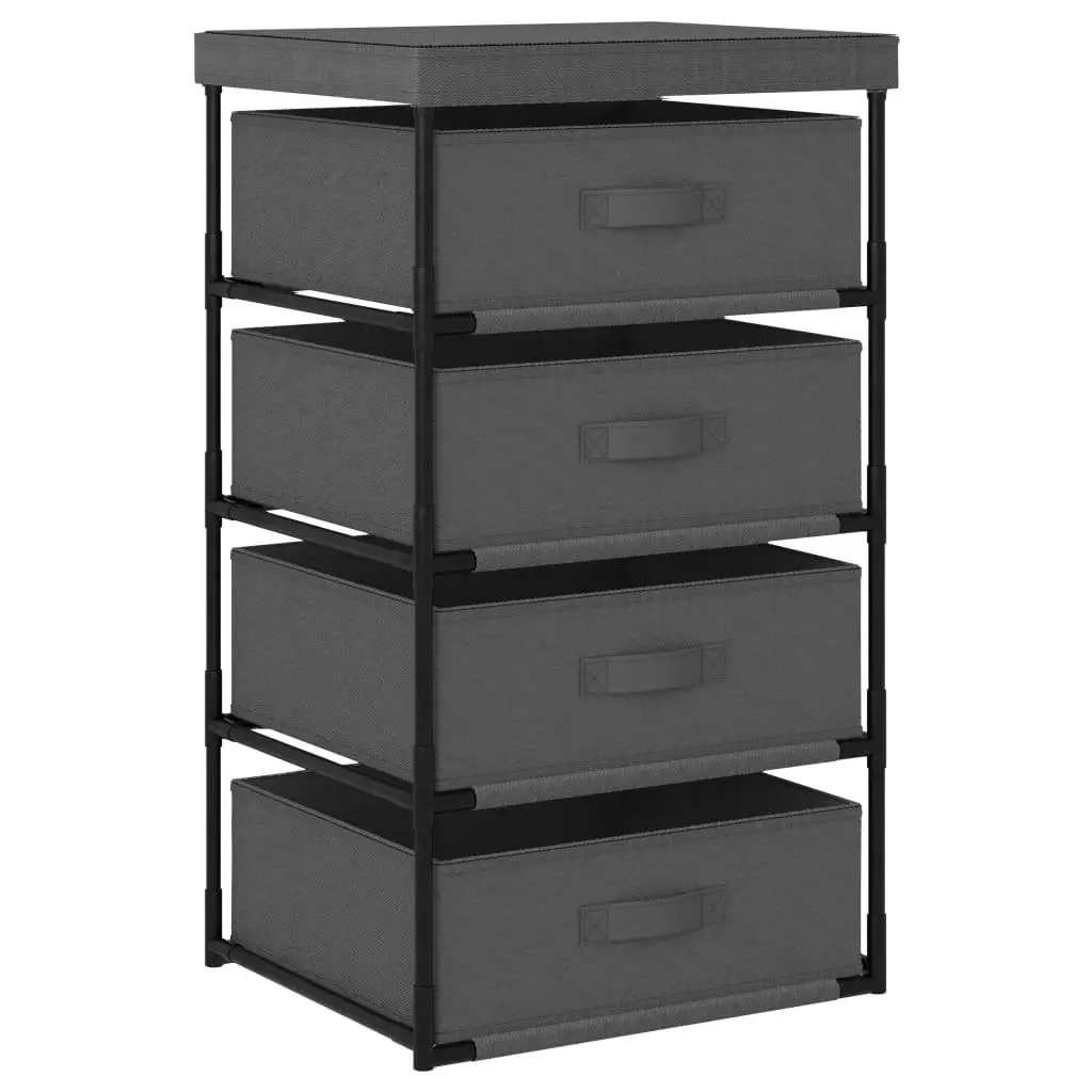 Storage Rack with 4 Fabric Baskets Steel Grey 322623