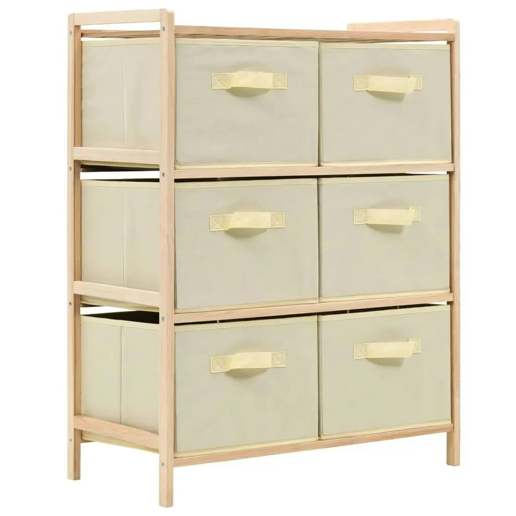 Storage Rack with 6 Fabric Baskets Cedar Wood Beige 246439