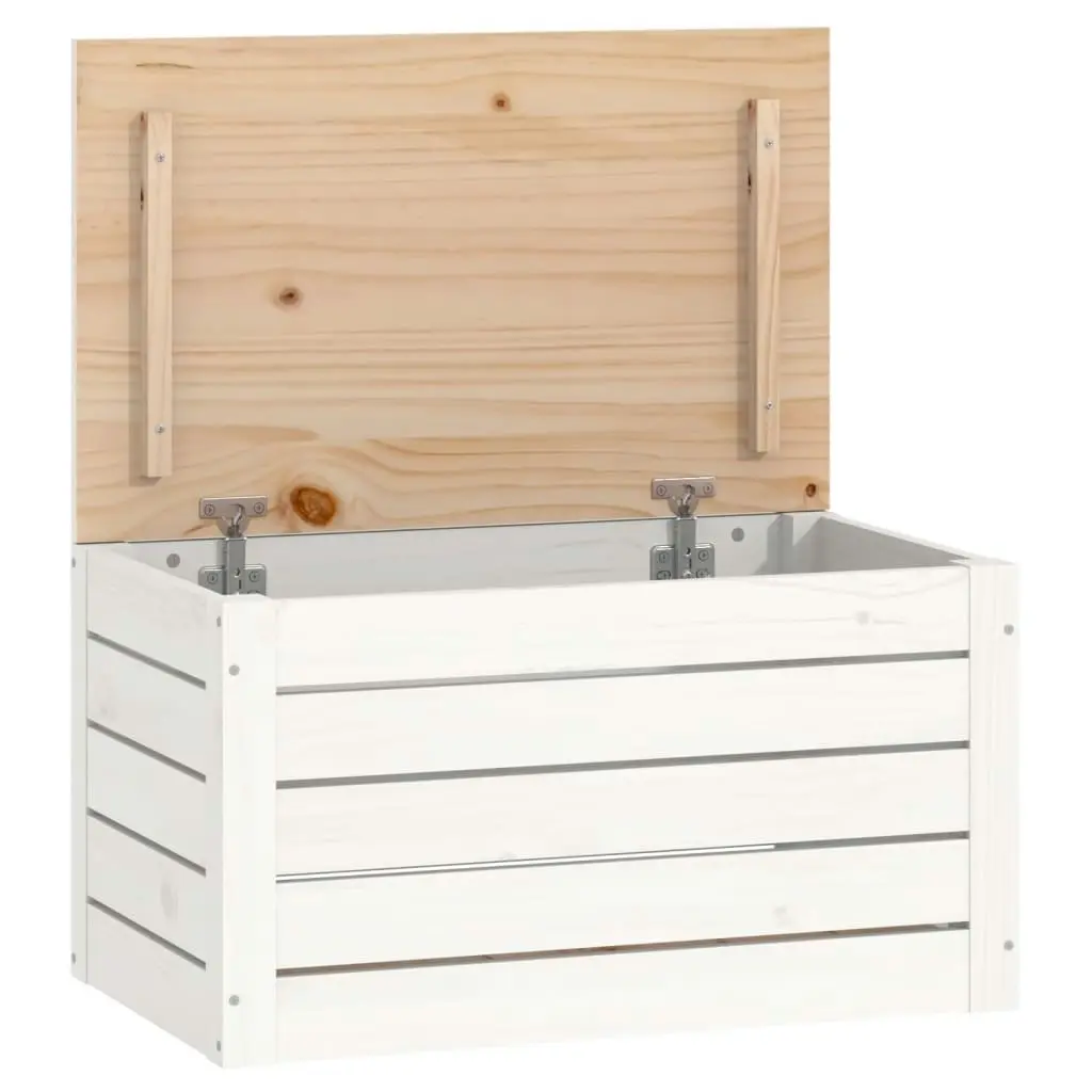 Storage Box White 59.5x36.5x33 cm Solid Wood Pine 823615