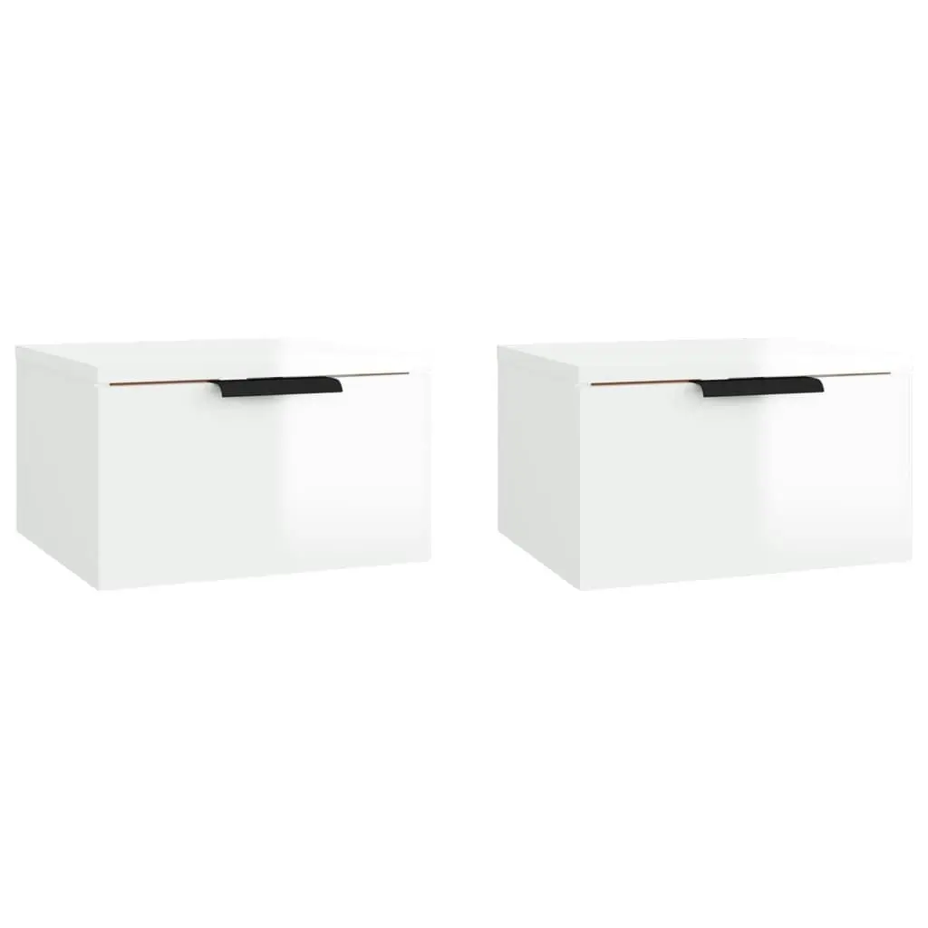 Wall-mounted Bedside Cabinets 2 pcs High Gloss White 34x30x20 cm 811389