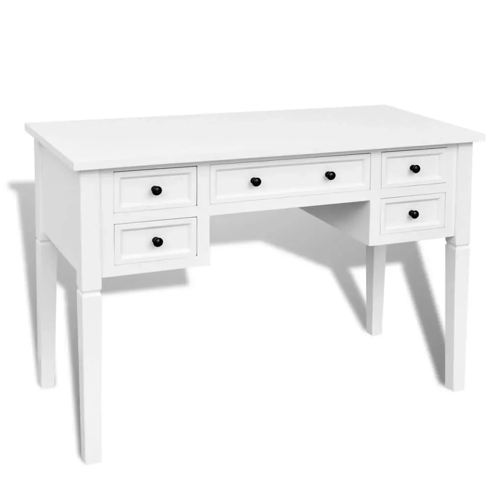 White Writing Desk with 5 Drawers 241533