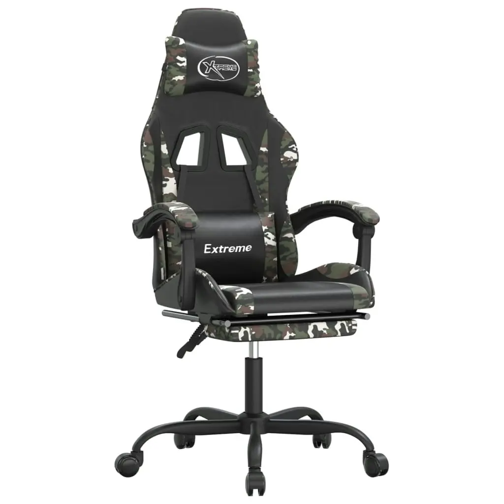 Gaming Chair with Footrest Black and Camouflage Faux Leather 3143889